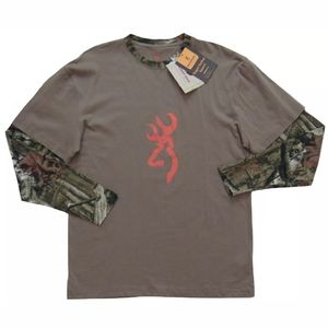 Men's Medium BROWNING Light Brown Camo Long Sleeve
